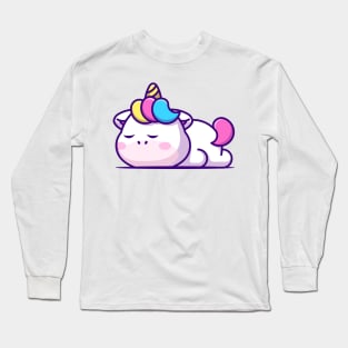 Cute unicorn sleeping cartoon illustration Long Sleeve T-Shirt